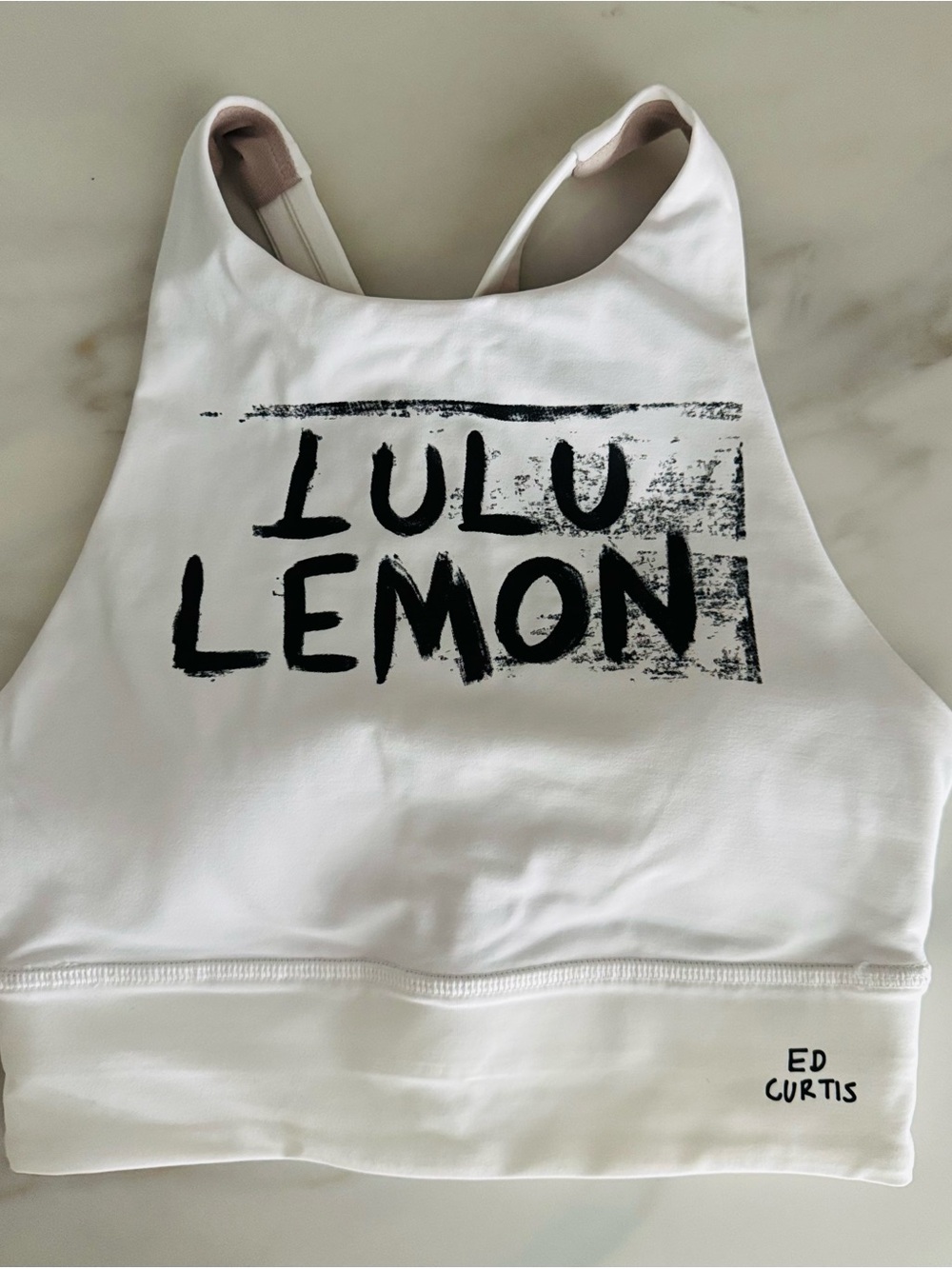 lululemon athletica White Tank Top with Black Graphic